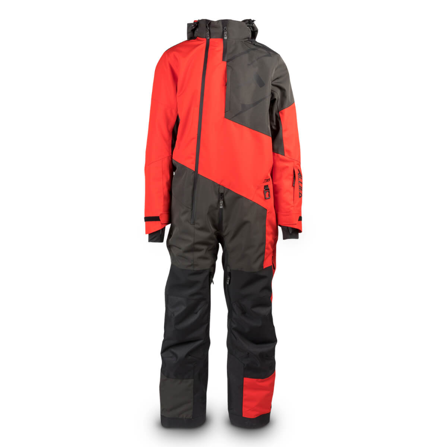 red and black mono snowsuit