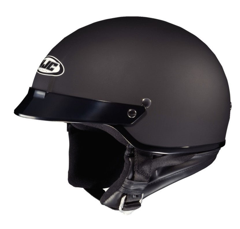 flat black half helmet with white logo