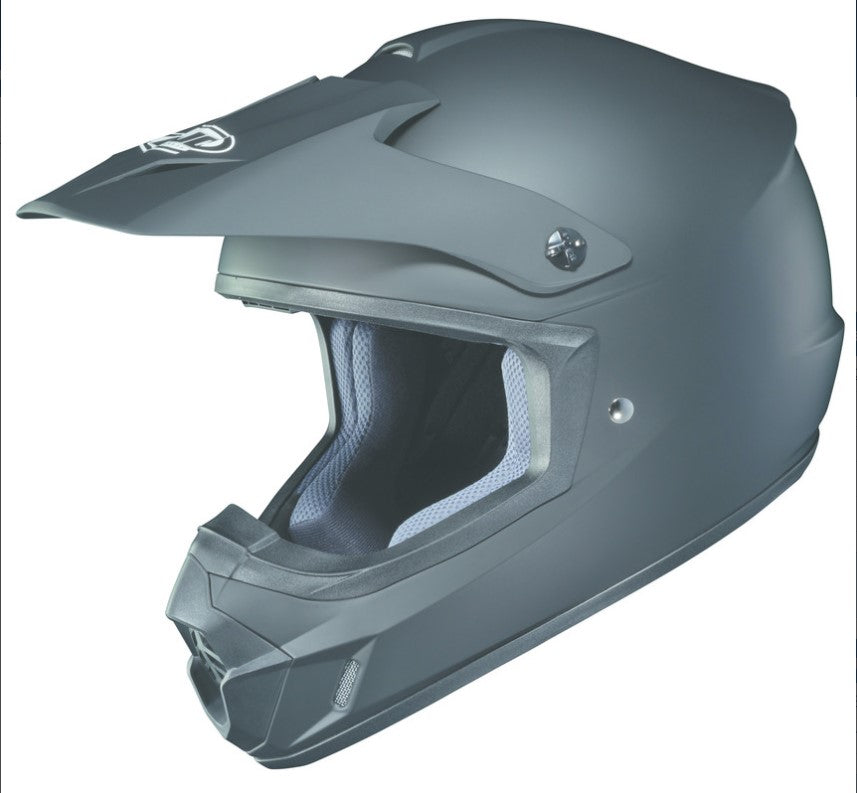 black motocross style helmet with white logo