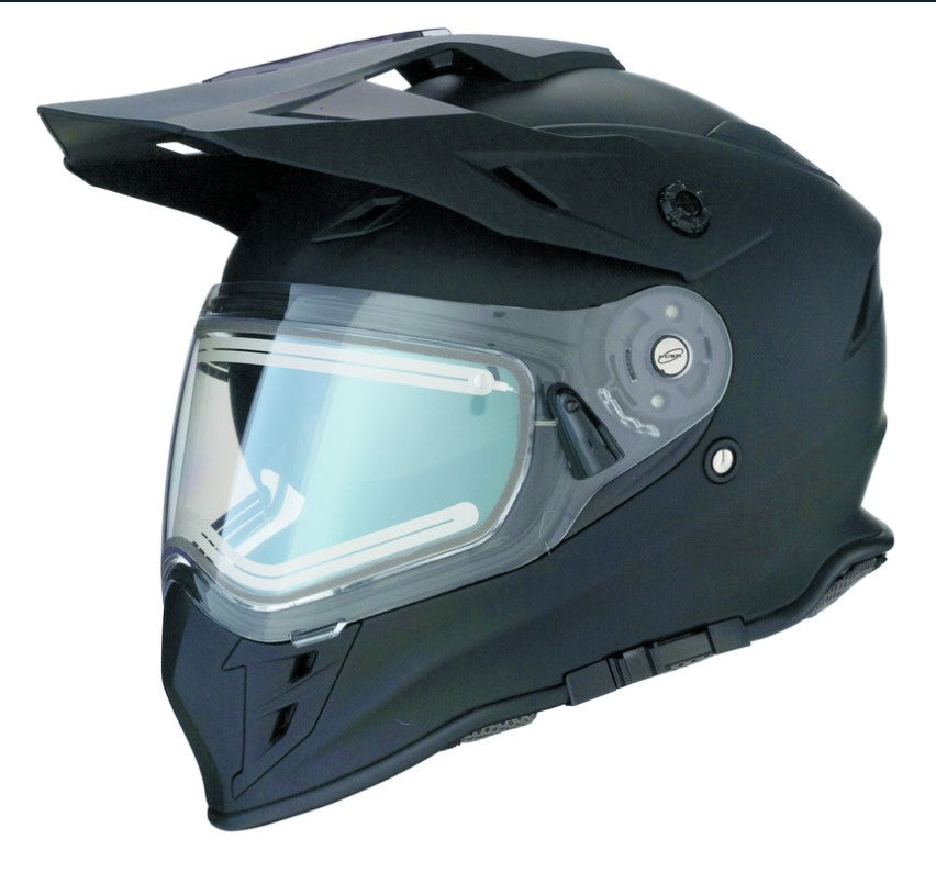 black helmet with electric visor