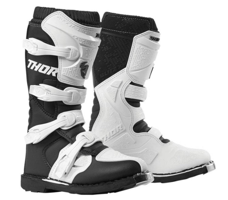 Black and white blitz boots by Thor