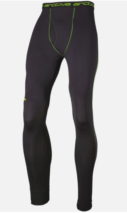 long john style pants black with hi-vis green seams